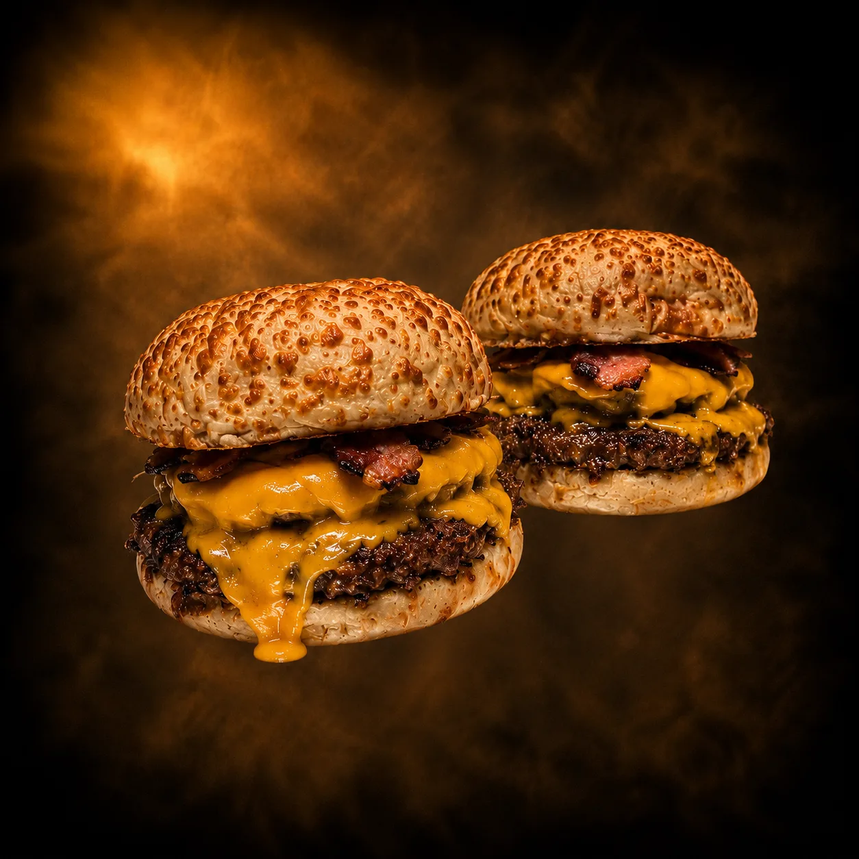 2 CHEESE BACON + FRITAS CON CHEDDAR